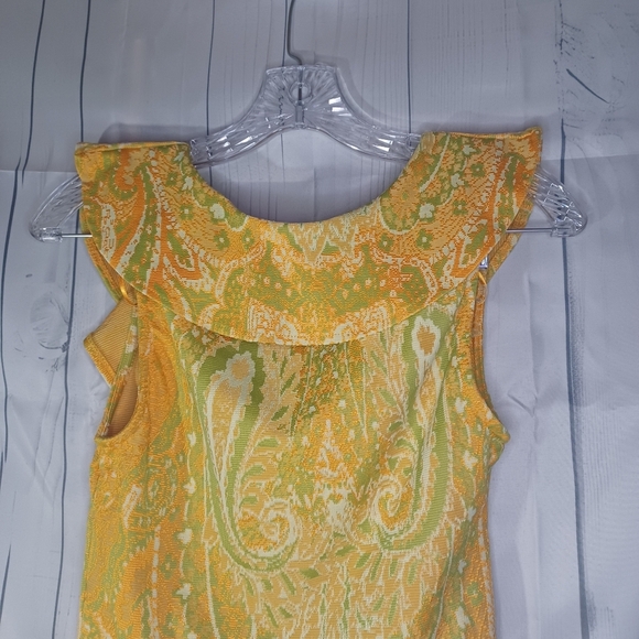 ZARA S Firfirli Jakarli Yellow Green Paisley Stretch sleeveless cropped top - Picture 9 of 9